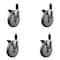 Service Caster 6'' Gray Poly Swivel 1-1/4'' Expanding Stem Caster Set with Brake, 4PK SCC-EX20S614-PPUB-PLB-114-4 - alternate 1